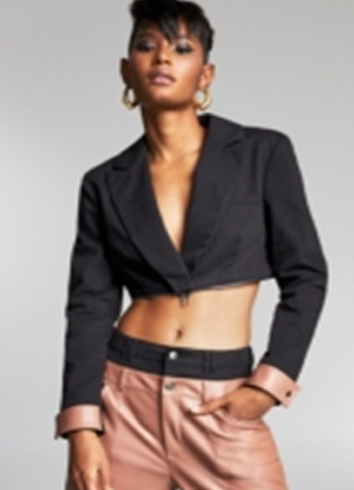 Bar III Women's Double-Waistband Faux-Leather Pants Brown Size XXXL