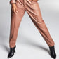 Bar III Women's Double-Waistband Faux-Leather Pants Brown Size XXXL