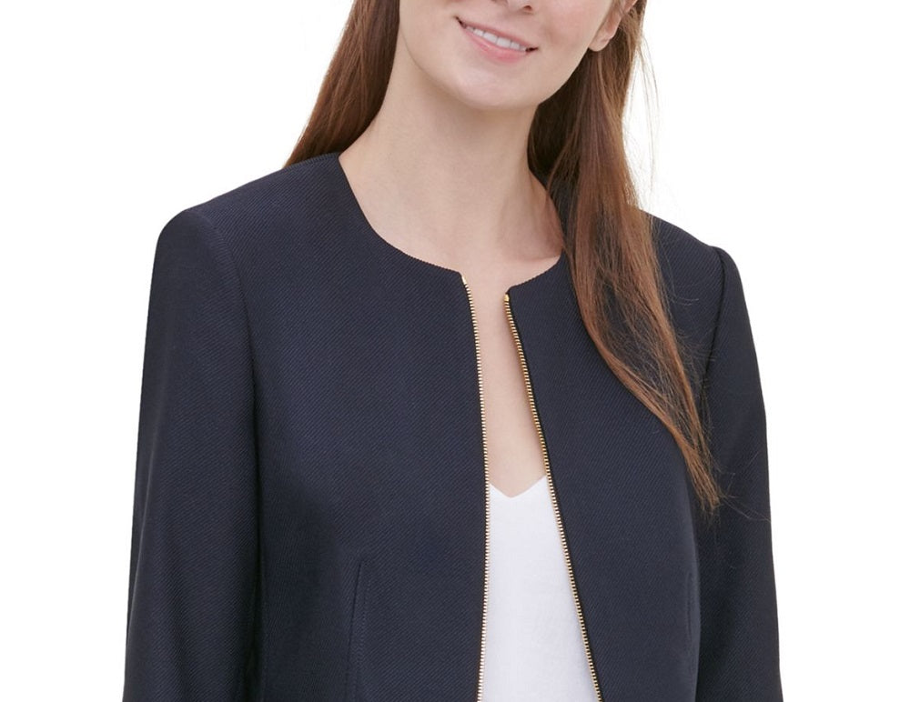 Calvin Klein Women's Twill Zipper Front Jacket Blue Size 10P