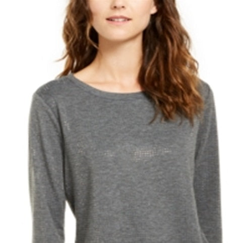 INC International Concepts Women's  Studded Sweatshirt  Gray Size XL