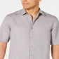 Alfani Men's Lagoon Stretch Linen Blend Shirt Gray Size Large