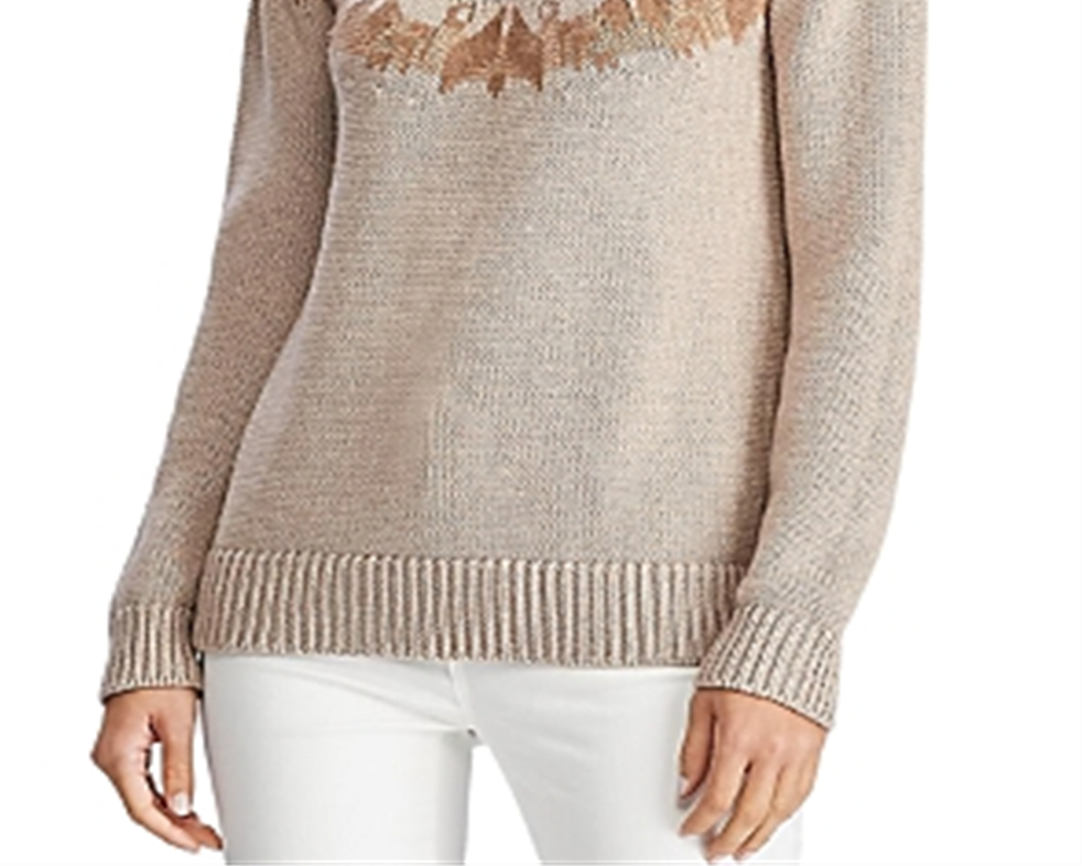 Ralph Lauren Women's Fair Isle Turtleneck Sweater Brown Size X-Small
