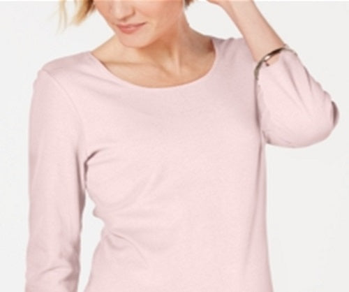 Karen Scott Women's Cotton Scoop-Neck Top  Pink Size XL