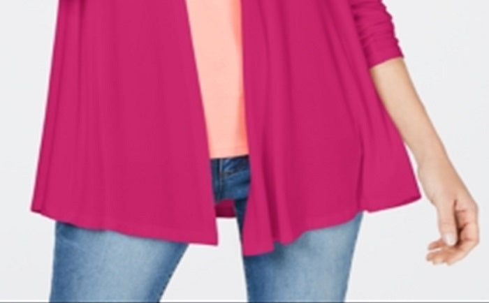 Karen Scott Women's Draped Open-Front Cardigan Pink Size M