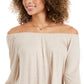 Style & Co Women's Off the Shoulder Bell Sleeve Top Brown Size XX-Large