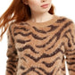 Hooked up by Iot Juniors' Fuzzy Zebra Sweater Brown Size Medium