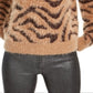 Hooked up by Iot Juniors' Fuzzy Zebra Sweater Brown Size Medium
