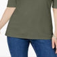 Karen Scott Women's  Petite Elbow-Sleeve Top  Green Size Petite M