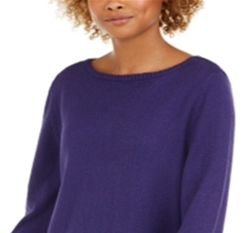 Style & Co Women's Ruffle Hem Knit Sweater Purple Size XX-Large