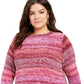 Style & Co Women's Printed Long Sleeve Crew Neck Blouse Sweater Blue Size 1X