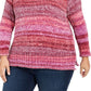 Style & Co Women's Printed Long Sleeve Crew Neck Blouse Sweater Blue Size 1X