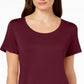JM Collection Women's Scoop Neck Top Red Size X-Small
