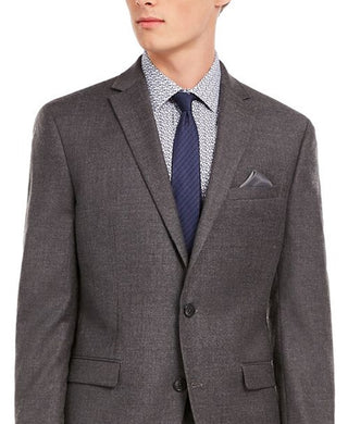 Bar III Men's Single Breasted Heather Slim Fit Wool Blend Suit Gray Size 42