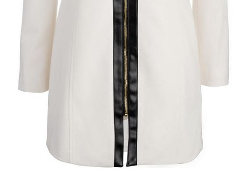 Anne Klein Women's Faux Leather Trim Jacket White Size Medium