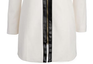 Anne Klein Women's Faux Leather Trim Jacket White Size Medium