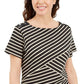 Karen Scott Women's Asymmetrical Striped Top  Brown Size S