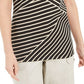Karen Scott Women's Asymmetrical Striped Top  Brown Size S
