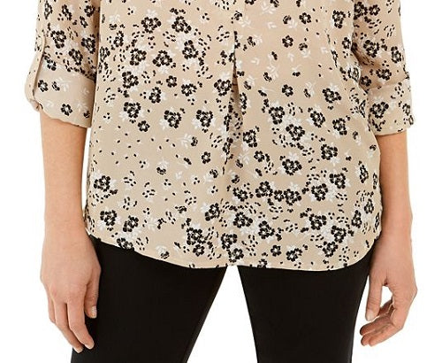 Charter Club Women's Maria Floral Print Blouse Brown Size Medium