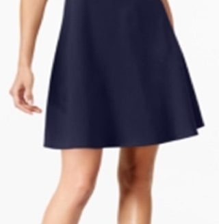 Monteau Women's Scalloped Neck Fit & Flare Dress Blue Size Petite Large