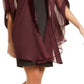 INC International Concepts Women's  Velvet-Border Kimono Wrap Purple Size Regular