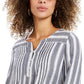 Style & Co Women's Striped Pintucked Top Blue Size Medium