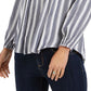 Style & Co Women's Striped Pintucked Top Blue Size Medium