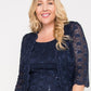 R&M Richards Women's Sheer Skirt & Lace Jacket Dress Blue Size 10