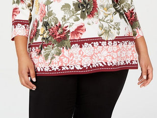 Charter Club Women's Plus V Neck Garden Top White Size 0X