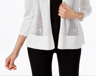 Alfani Women's Novelty Stitch Cardigan White Size X-Large