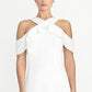 Rachel Roy Women's Ruffled Cold Shoulder Short Sleeve Halter Knee Length Party Sheath Dress White Size XX-Large