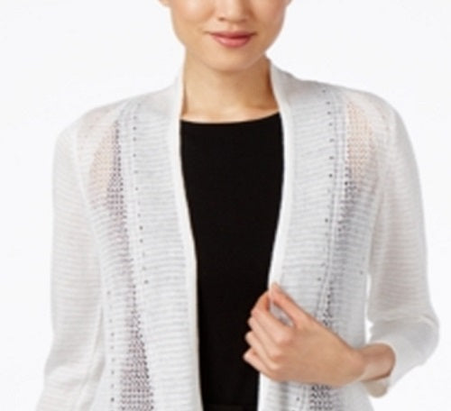 Alfani Women's Novelty Stitch Cardigan White Size Large