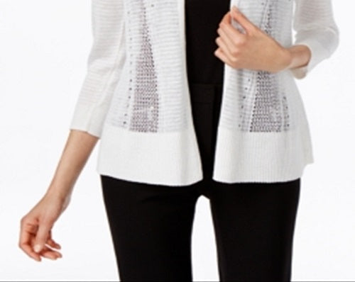 Alfani Women's Novelty Stitch Cardigan White Size Large