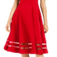 Calvin Klein Women's Illusion Trim Fit Flare Dress Red Size 14
