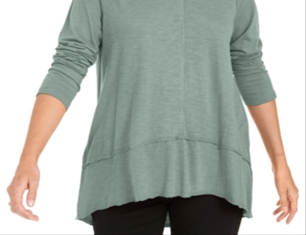 Style & Co Women's Cotton High Low Top Green Size X-Small