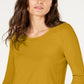 INC International Concepts Women's  Ribbed Long-Sleeve T-Shirt Yellow Size M