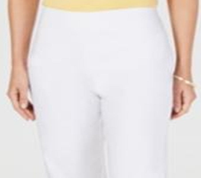 JM Collection Women's Ankle Tab Pants White Size Petite L