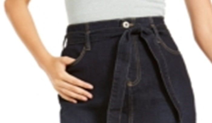 INC International Concepts Women's Curvy Paperbag Jean Skirt Blue Size 14