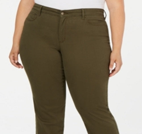 Charter Club Women's Plus Tummy Slimming Super Stretch Straight Leg Jeans Green Size 22W