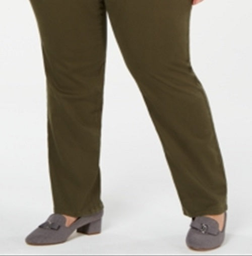 Charter Club Women's Plus Tummy Slimming Super Stretch Straight Leg Jeans Green Size 22W