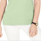 Karen Scott Women's Eyelet-Shoulder V-Neck Top Green Size XL