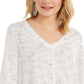 Style & Co Women's V Neck Top White Size X-Large