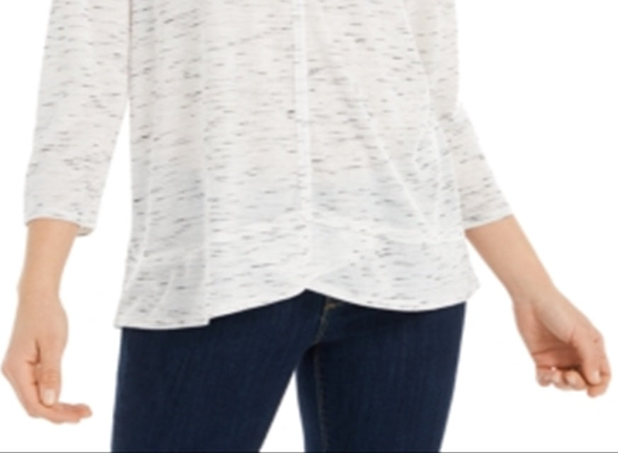 Style & Co Women's V Neck Top White Size X-Large