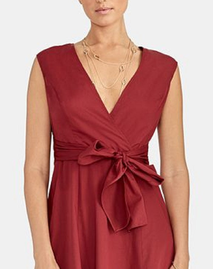 Rachel Roy Women's Sleeveless V Neck Knee Length Fit Flare Dress Red Size 8