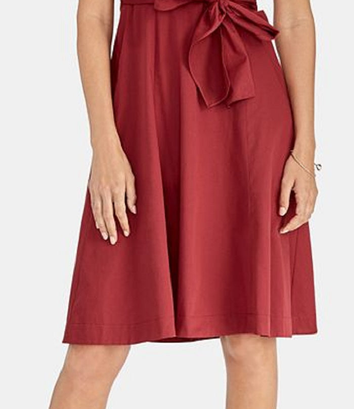 Rachel Roy Women's Sleeveless V Neck Knee Length Fit Flare Dress Red Size 8