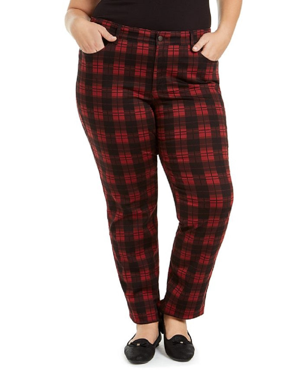 Charter Club Women's Plus Plaid Tummy Control Jeans Black Size 22W