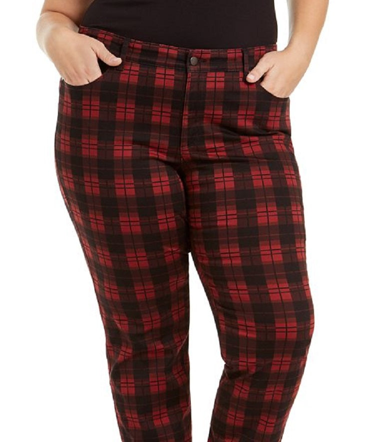 Charter Club Women's Plus Plaid Tummy Control Jeans Black Size 22W