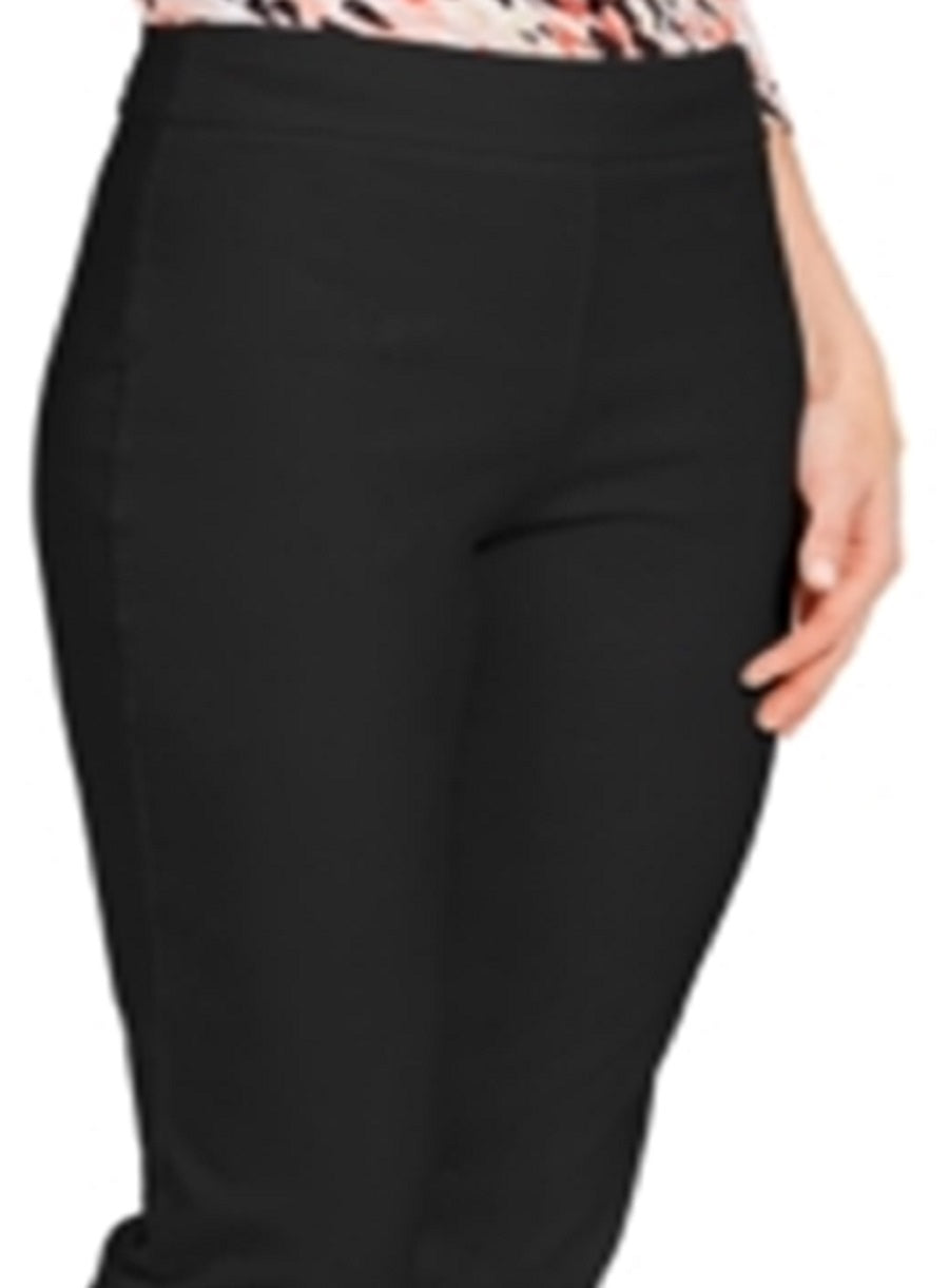 JM Collection Women's Tortoise Look Ring Tummy Control Capri Pants Black Size Small