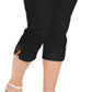 JM Collection Women's Tortoise Look Ring Tummy Control Capri Pants Black Size Small