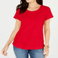 Style & Co Women's Cotton Crew Neck T-Shirt Red Size Large