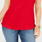Style & Co Women's Cotton Crew Neck T-Shirt Red Size Large